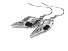 Raven Skull Dangle Earrings, Bird Jewelry in Pewter
