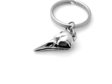 Raven Skull Keychain, Bird Skeleton Keychain in Pewter