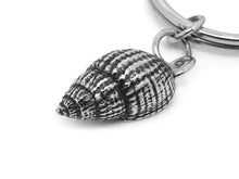 Sea Shell Keychain, Nature Keyring in Pewter