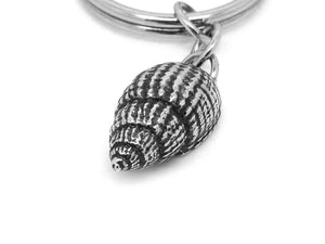 Sea Shell Keychain, Nature Keyring in Pewter