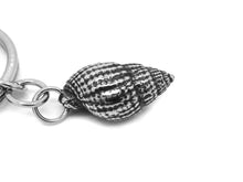 Sea Shell Keychain, Nature Keyring in Pewter