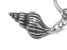 Sea Shell Keychain, Nature Keyring in Pewter