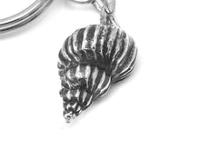 Sea Shell Keychain, Nature Keyring in Pewter