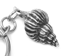 Sea Shell Keychain, Nature Keyring in Pewter