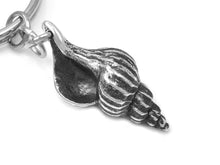 Sea Shell Keychain, Nature Keyring in Pewter