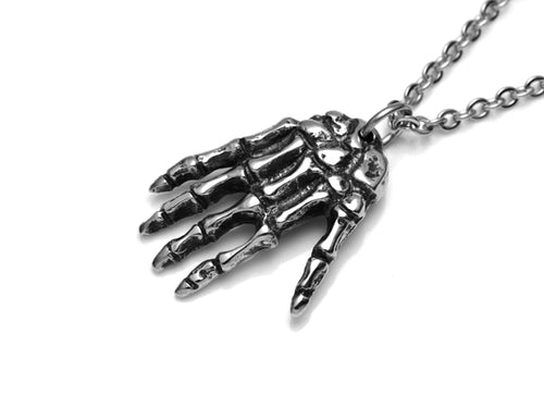 Skeleton Hand Necklace, Dead Fingers Pendant, Human Bone Anatomy Jewelry