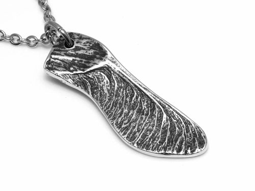 Maple Seed Necklace, Tree Nature Jewelry in Pewter