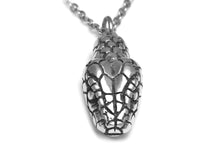 Snake Head Necklace, Anaconda Reptile  Jewelry in Polished Pewter