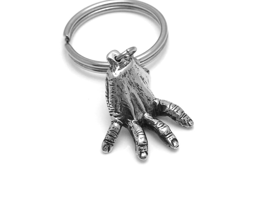 Human Hand Keychain, Anatomical Keyring in Pewter