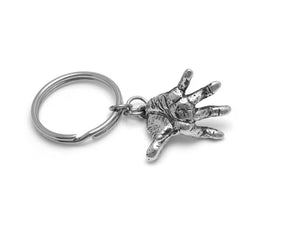 Human Hand Keychain, Anatomical Keyring in Pewter