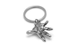 Human Hand Keychain, Anatomical Keyring in Pewter