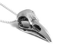 Raven Skull Necklace in Sterling Silver, Handmade Bird Skull Pendant Jewelry