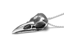 Raven Skull Necklace in Sterling Silver, Handmade Bird Skull Pendant Jewelry