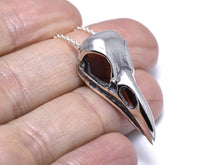 Raven Skull Necklace in Sterling Silver, Handmade Bird Skull Pendant Jewelry