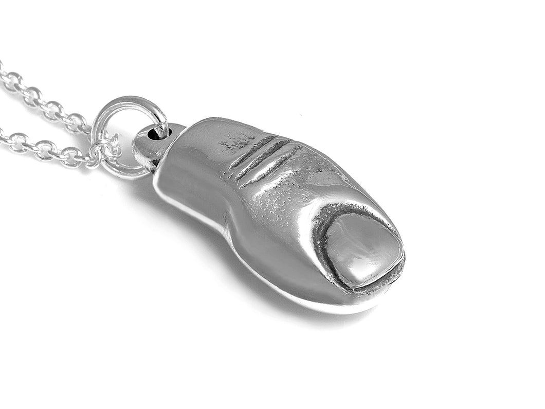 Big Toe Necklace in Sterling Silver, Handmade Human Anatomy Jewelry