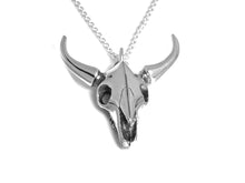 Bull Skull Necklace, Animal Cranium Jewelry in Sterling Silver