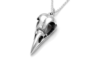 Crow Skull Necklace, Ornithology Bird Jewelry in Sterling Silver