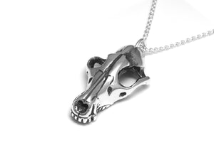 Fox Skull Necklace in Sterling Silver, Handmade Animal Skull Pendant Jewelry