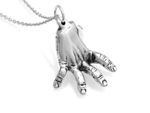 Sterling Silver Human Standing Hand Necklace, Anatomy Jewelry