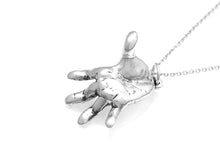 Sterling Silver Human Standing Hand Necklace, Anatomy Jewelry