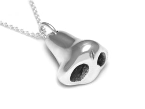 Human Nose Necklace in Sterling Silver, Handmade Anatomy Jewelry