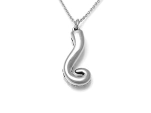 Octopus Tentacle Necklace, Squid Arm Jewelry in Sterling Silver