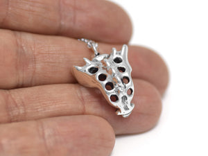 Sacrum Bone Necklace, Skeleton Jewelry in Sterling Silver
