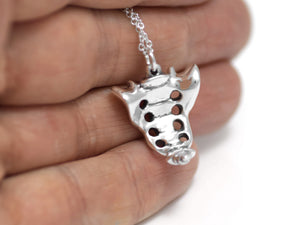 Sacrum Bone Necklace, Skeleton Jewelry in Sterling Silver