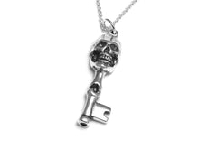 Skeleton Key Necklace in Sterling Silver, Handmade Skull and Bones Pendant