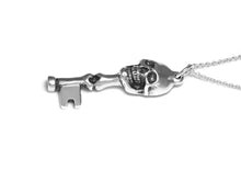 Skeleton Key Necklace in Sterling Silver, Handmade Skull and Bones Pendant