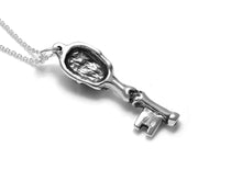 Skeleton Key Necklace in Sterling Silver, Handmade Skull and Bones Pendant