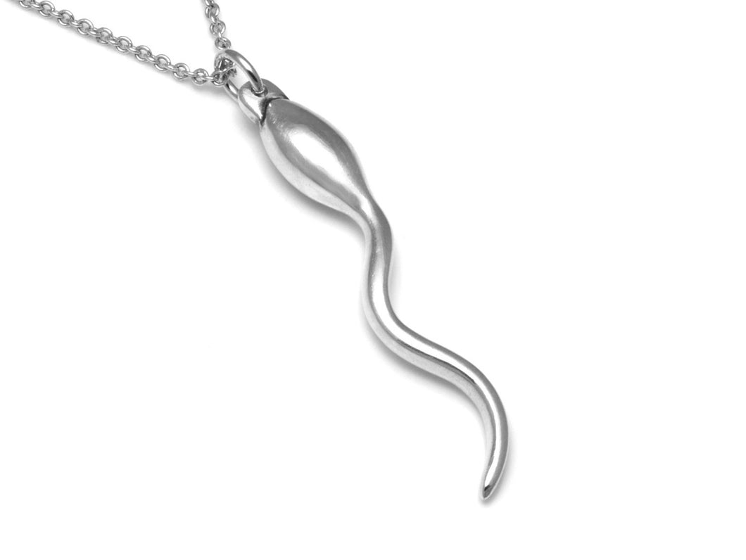 Sterling Silver Sperm Necklace, Male Semen Pendant, Fertility Jewelry