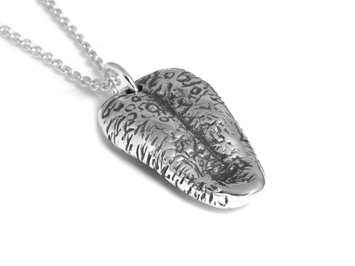 Tongue Necklace in Sterling Silver, Handmade Anatomy Jewelry