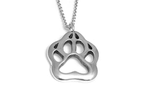 Wolf Track Necklace, Animal Footprint Jewelry in Sterling Silver