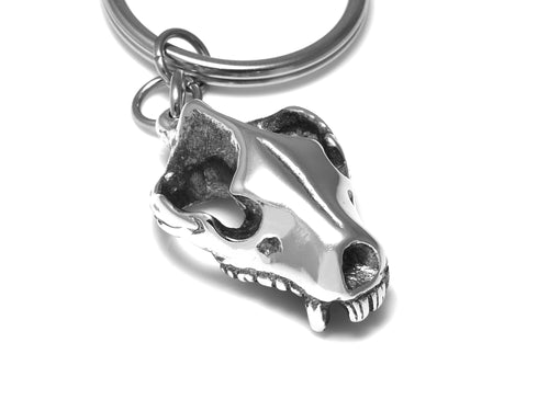 Tasmanian Devil Skull Keychain, Animal Cranium Keyring in Pewter