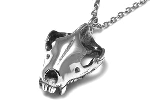 Tasmanian Devil Skull Necklace, Animal Jewelry in Pewter