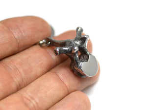 Thoracic Vertebra Keychain, Bone Keyring in Pewter