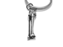Tibia Fibula Bone Keychain, Skeleton Keyring in Pewter