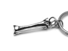 Tibia Fibula Bone Keychain, Skeleton Keyring in Pewter