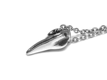 Small Raven Skull Necklace, Ornithology Bird Jewelry in Pewter