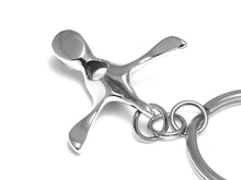 Triceratops Vertebra Keychain, Dinosaur Keyring in Pewter