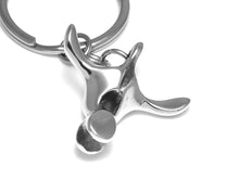 Triceratops Vertebra Keychain, Dinosaur Keyring in Pewter