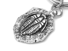 Trilobite Keychain, Animal Fossil Keychain in Pewter