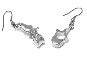 Vertebra Earrings, Anatomical Jewelry in Pewter