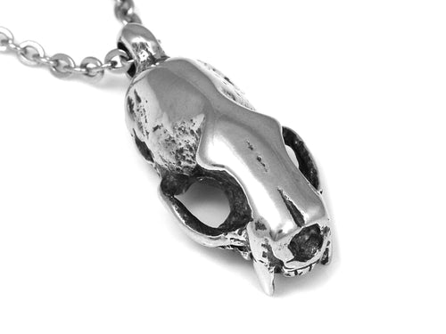 Weasel Skull Necklace, Animal Jewelry in Pewter