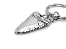 Great White Shark Tooth Keychain, Animal Keyring in Pewter