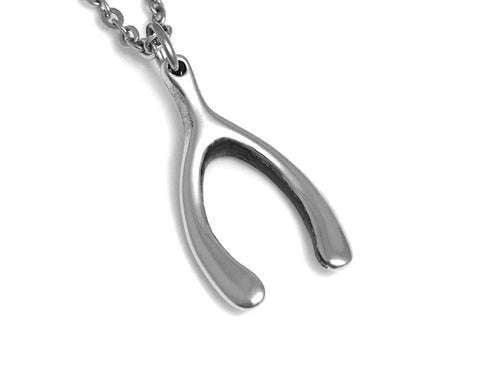 Wishbone Necklace, Furcula Jewelry in Pewter