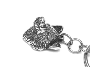 Wolf Head Keychain, Werewolf Keyring in Pewter