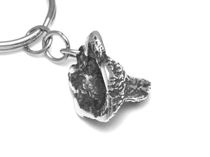 Wolf Head Keychain, Werewolf Keyring in Pewter