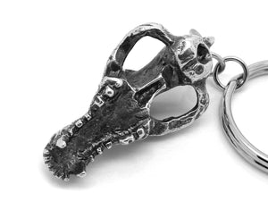 Wolf Skull Keychain, Animal Skeleton Keyring in Pewter
